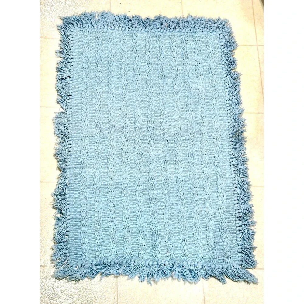Homemaker Cotton Handwoven Spectrum Light Blue Floor Rug Mat Carpet